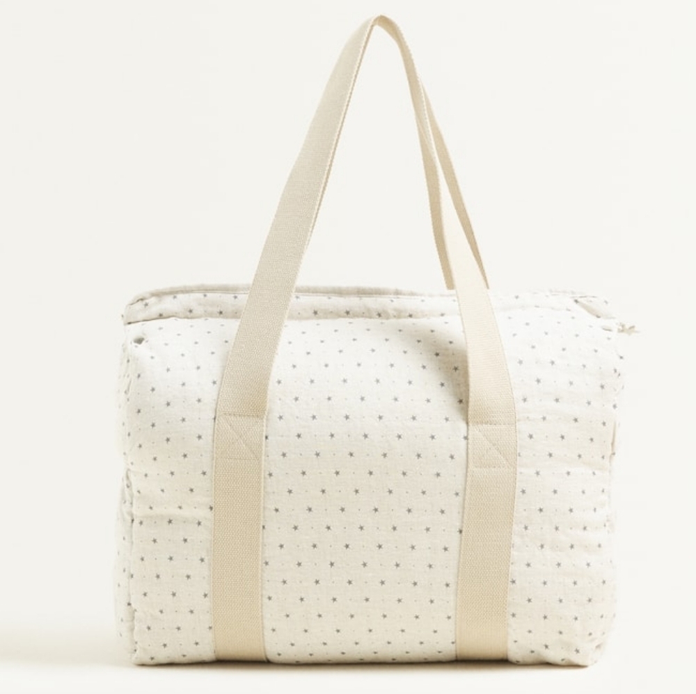 Zara Home Linen Tote Bag With Stars Baby Maternity Bag NEW!
